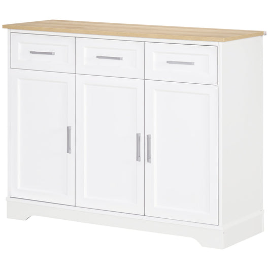 Credenza Moderna 3 Cassetti e 3 Ante 101x39x82 cm in MDF e Truciolato Bianco