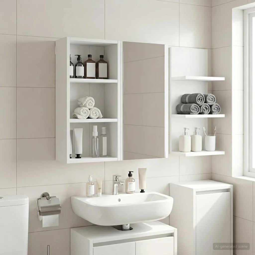 Armadio da bagno a muro Bianco 30 x 16 x 62,5 cm