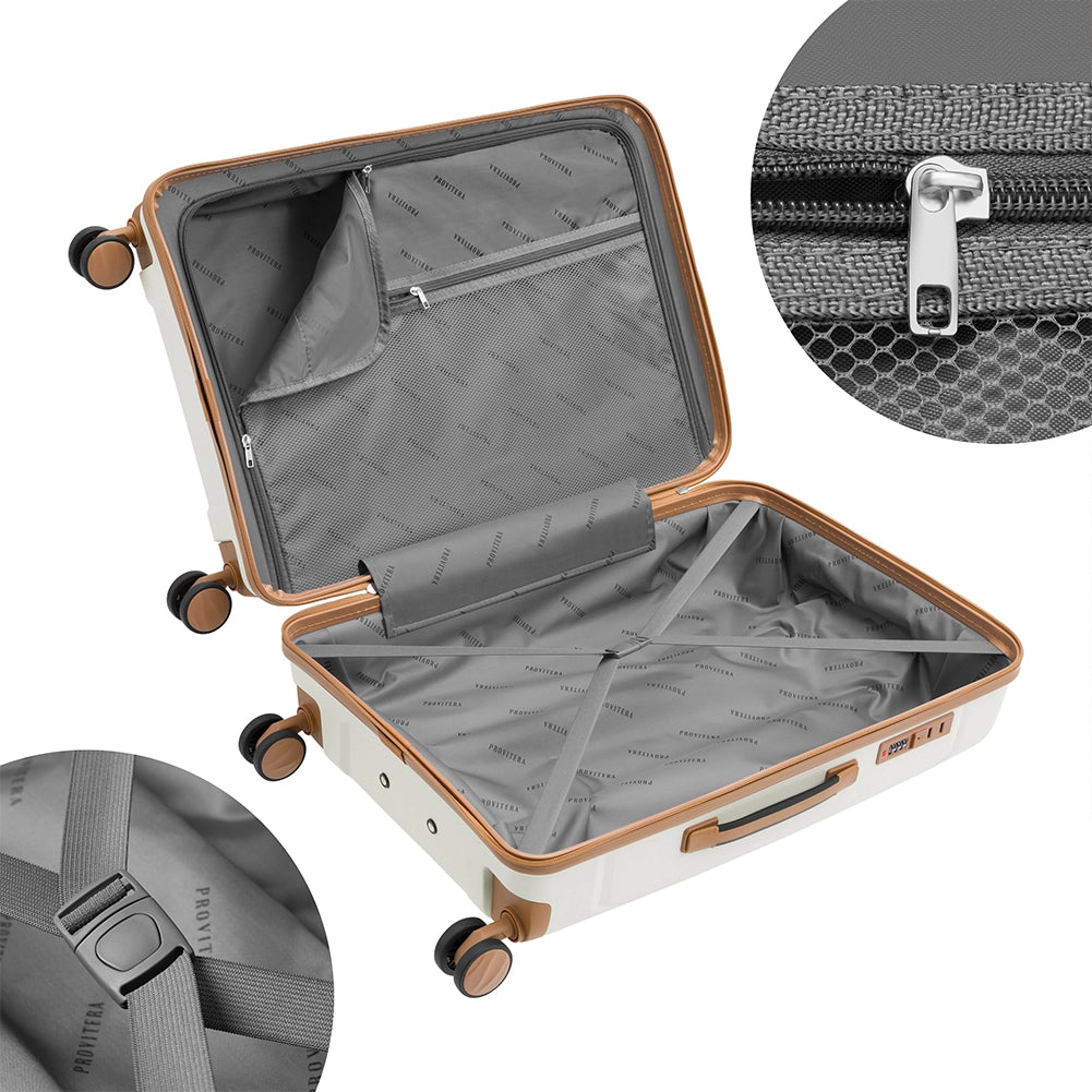 Set 3 Valigie Rigide 90-59-38L Ruote Easy Roll con Manico Telescopico in ABS Bianco