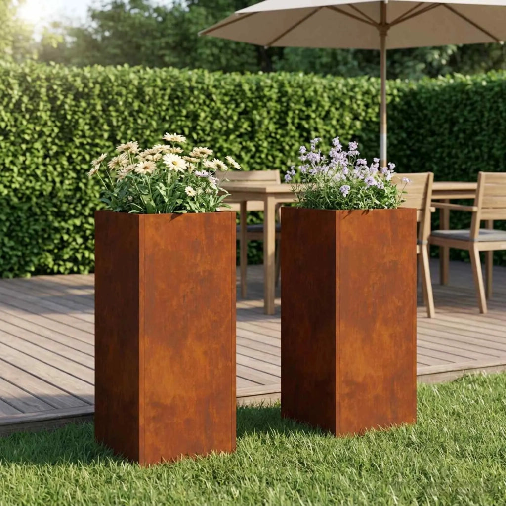 Vaso da giardino 2 pz Ruggine 20 x 20 x 50 cm Acciaio Corten 8005315