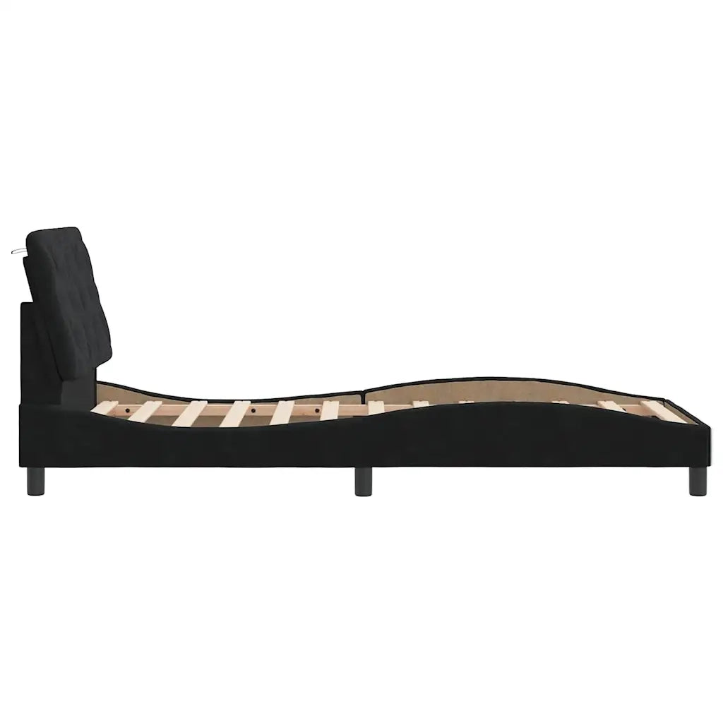 Giroletto senza Materasso Nero 90x190 cm in Velluto 3207895