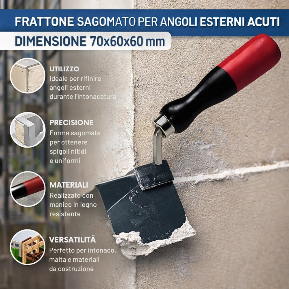 Frattone sagomato per angoli esterni acuti 70x60x60 mm