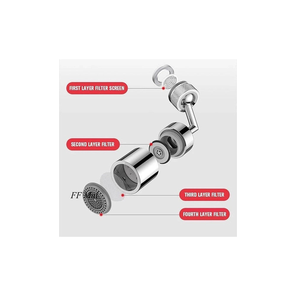 Trade Shop - Rubinetto Girevole 720° Filtro Aeratore Miscelatore Snodabile Acqua Cucina Bagno -
