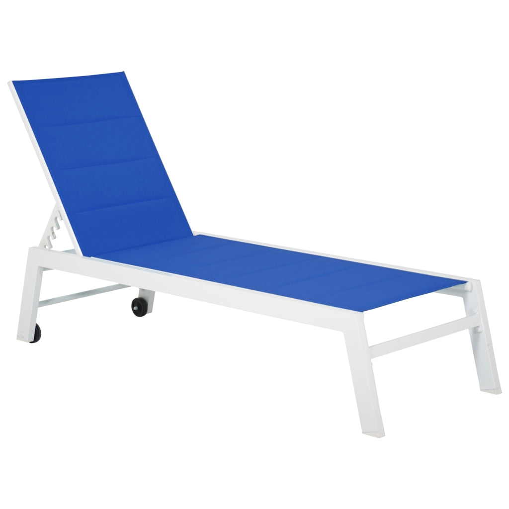 Set di lettino eTavolino BARBADOS in textilene blu - alluminio bianco