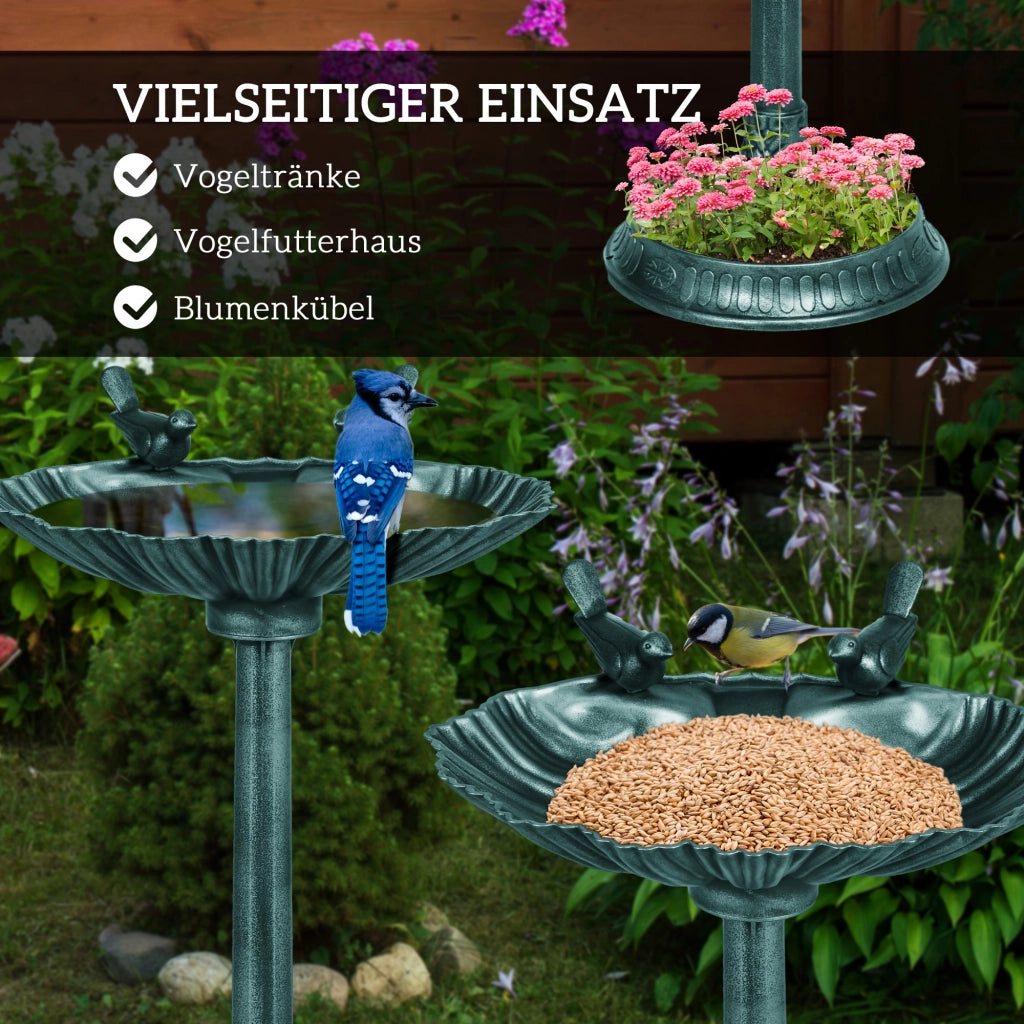 Vasca per Uccelli con Statue ¨C zephmum ¨C 2 Vasche Plastica Verde Scuro 49.5x38x81 cm
