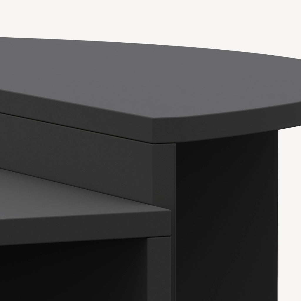 Tavolino Basso da Salotto Tondesdaslo con 2 Piani Semicircolari di Diverse Misure - Grigio Scuro [en.casa]