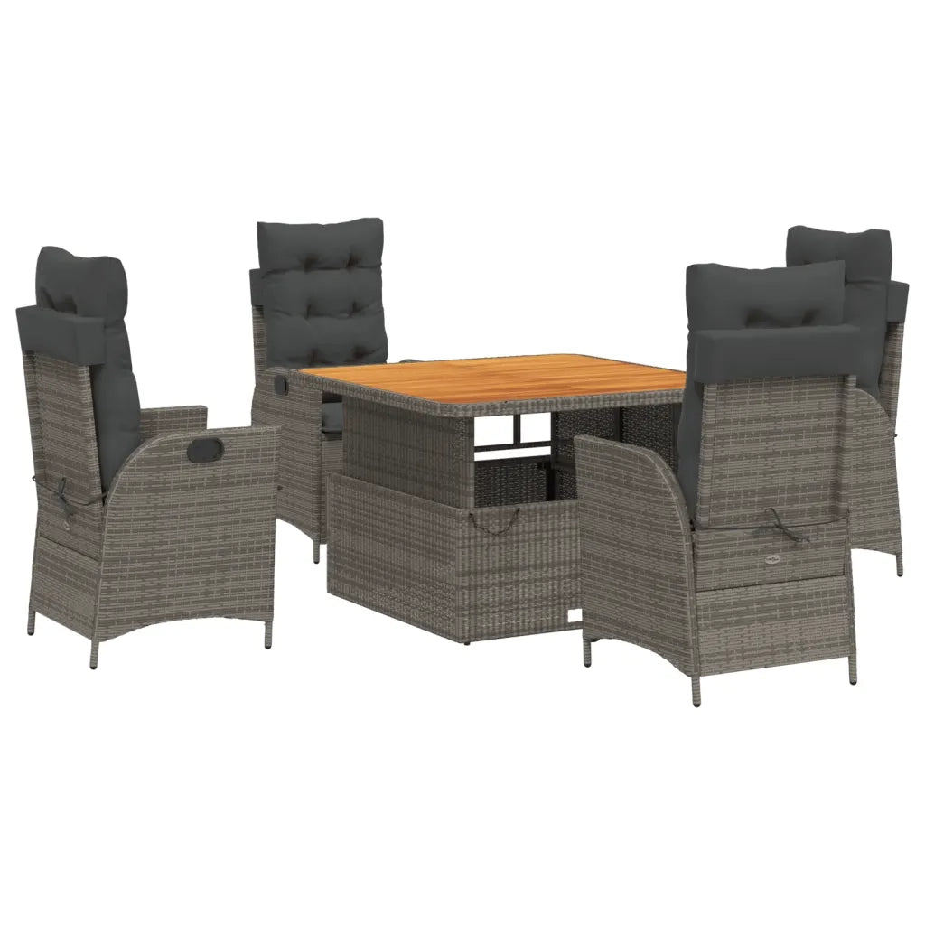 Set da Pranzo da Giardino 5 pz con Cuscini in Polyrattan Grigio 3277461