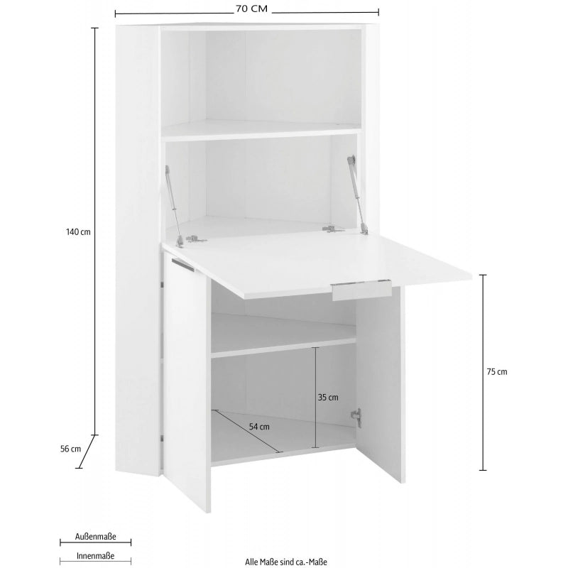 Scrivania ad angolo Dalia – Richiudibile – 70x140x57 – Bianco Lucido