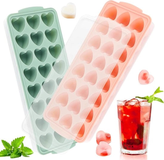 Cuore in forma di cubetto di ghiaccio - 2 pezzi - silicone - con coperchio - per cocktail - whisky