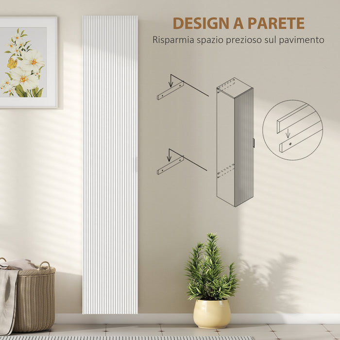 Mobile Bagno Sospeso a Colonna 30x31.5x160 cm con Ripiani Regolabili e Chiusura Soft Close in MDF Bianco