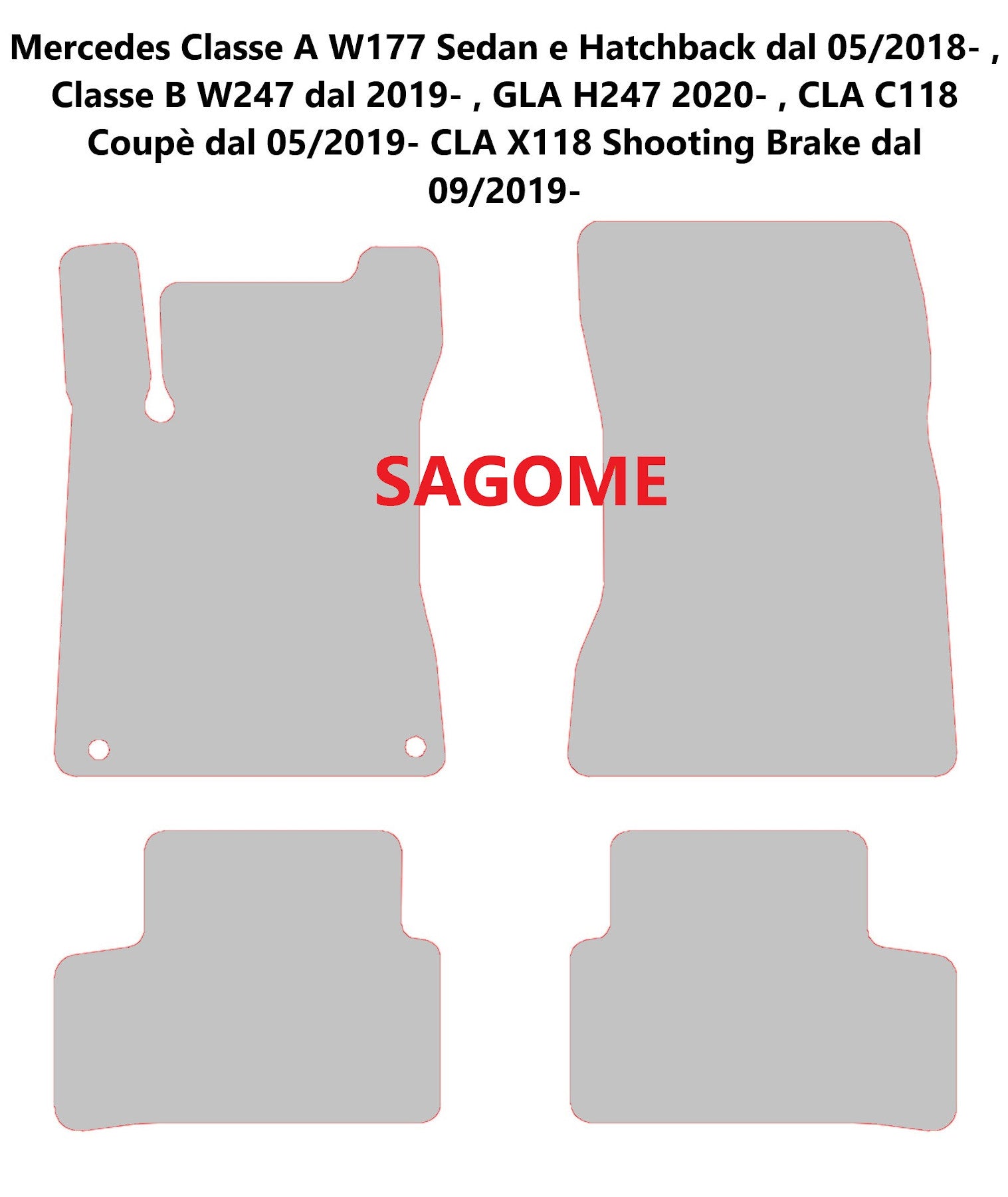 VELLUTO2909 , Mercedes Classe A W177 Sedan e Hatchback dal 05/2018- , Classe B W247 dal 2019- , GLA H247 2020- , CLA C11