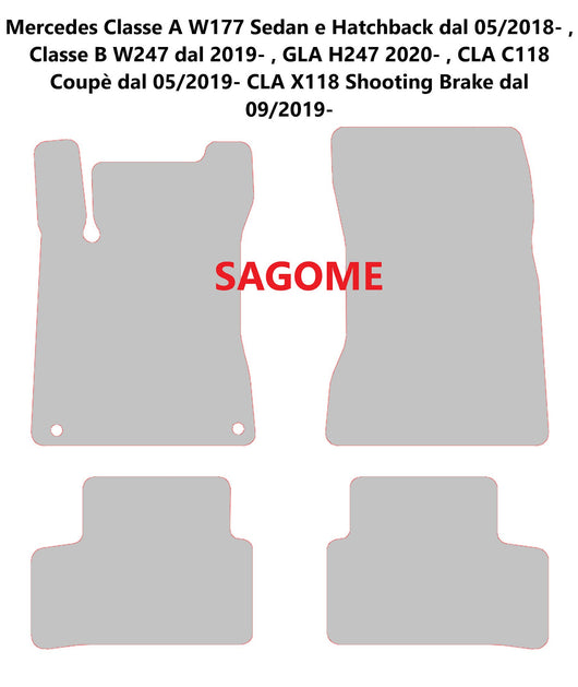 VELLUTO2909 , Mercedes Classe A W177 Sedan e Hatchback dal 05/2018- , Classe B W247 dal 2019- , GLA H247 2020- , CLA C11