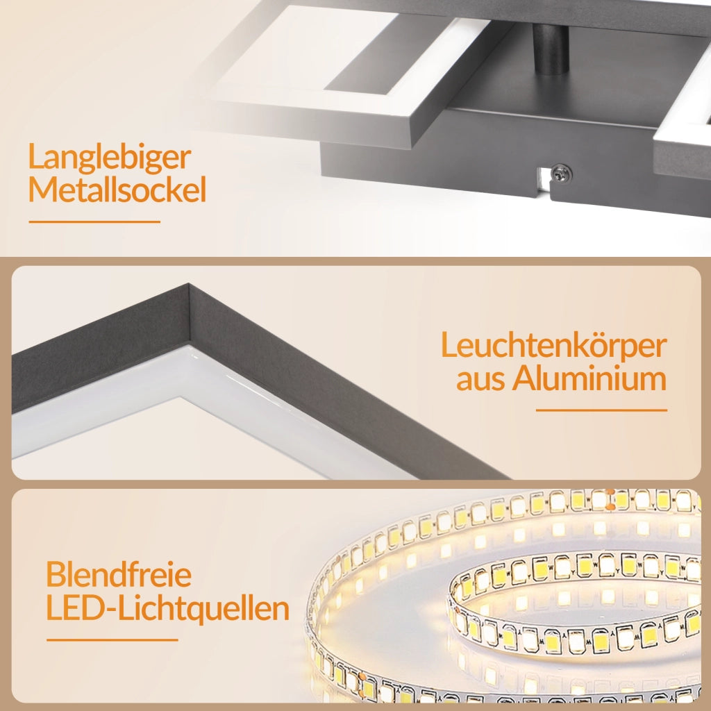ZMH Lampada da Soffitto LED Dimmabile 31W Moderna Quadrata Design con Telecomando per Camera Soggiorno Ufficio