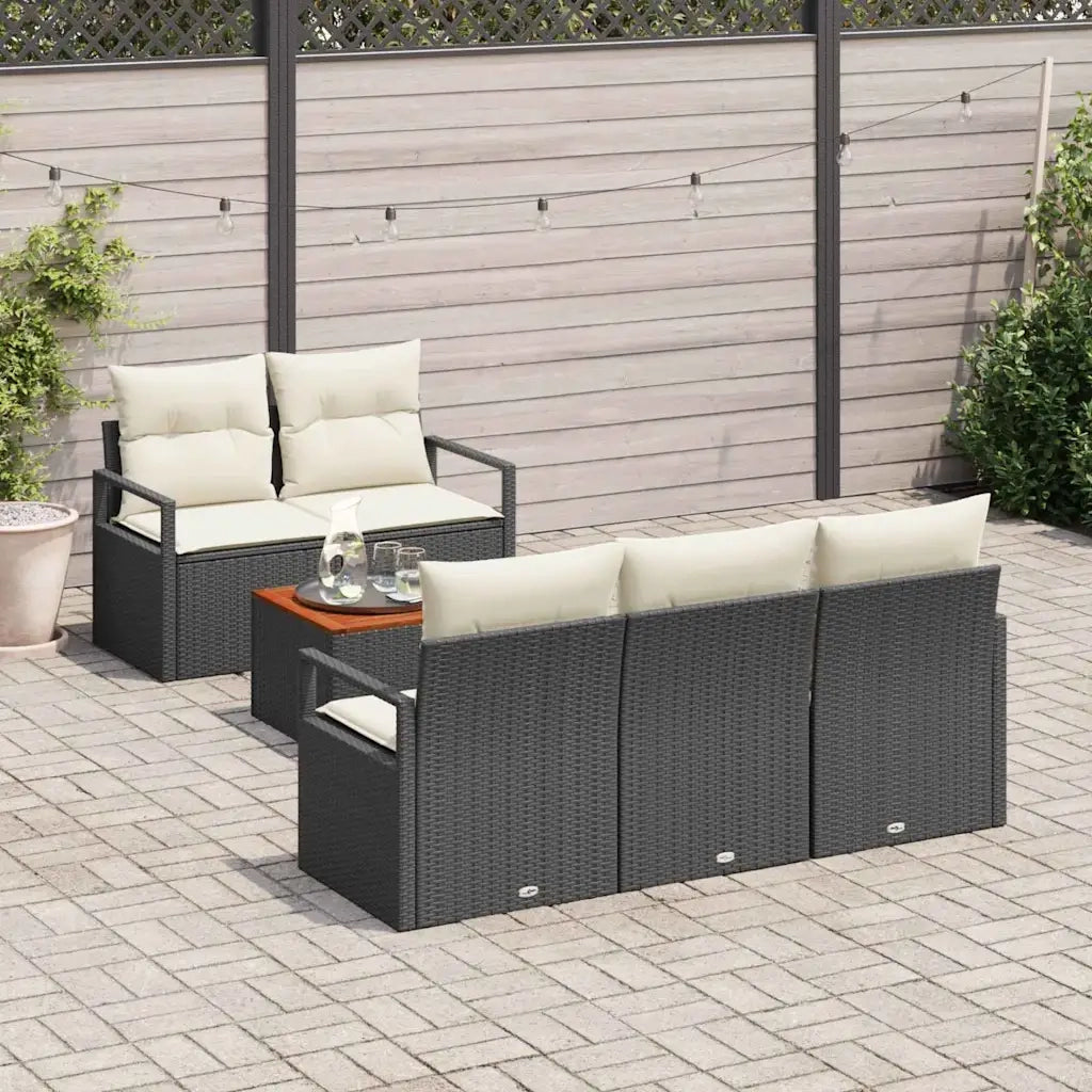 Set Divano da Giardino con cuscino 6 pcs Nero polyrattan 3347642
