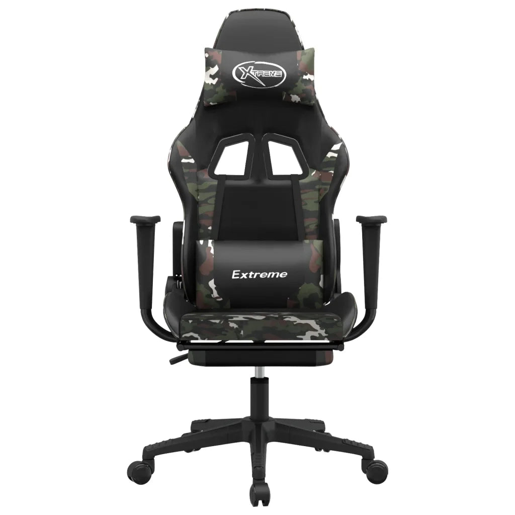 Sedia da Gaming | Sedia da e-sports con Poggiapiedi Nero e Mimetico in Similpelle