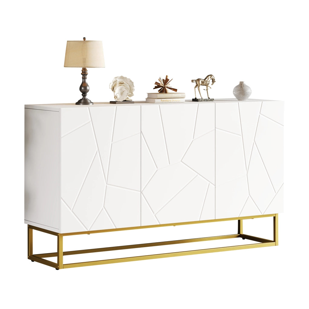 Credenza 130x38x76 cm con ripiani regolabili in truciolato bianco