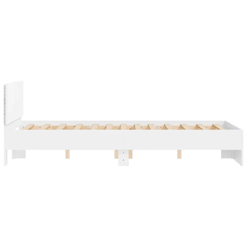 Giroletto con Testiera e LED-Struttura Letto con testiera Bianco 140x190 cm 896980