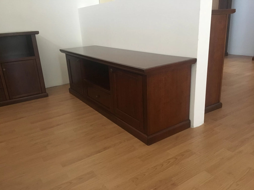 Porta tv arte povera in legno tinta noce 160x45h56 (587) - Mobili 2G
