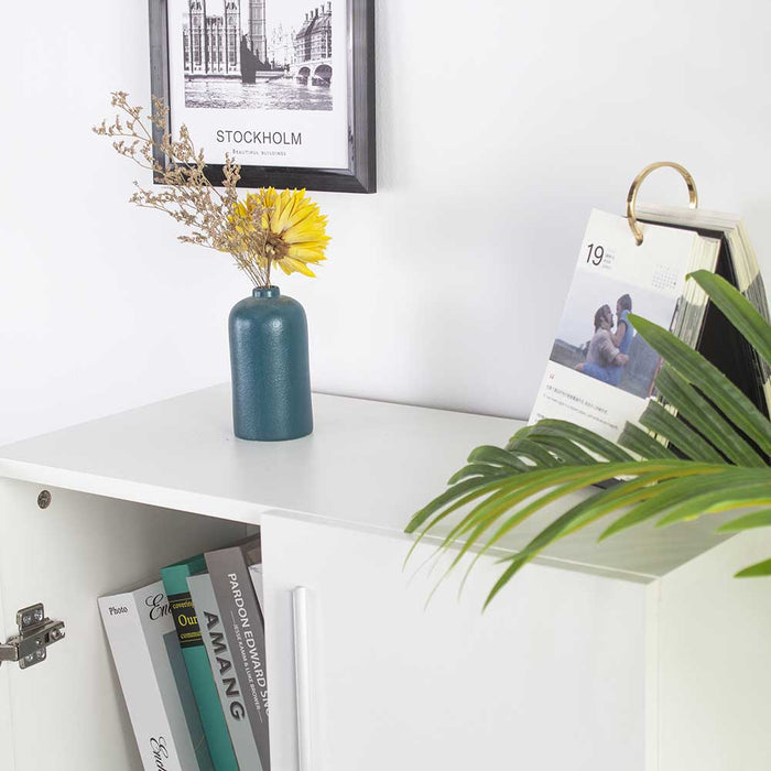 Mobile Armadio 3 Ripiani Due Ante Design Moderno Casa Ufficio Bianco 115x60x31