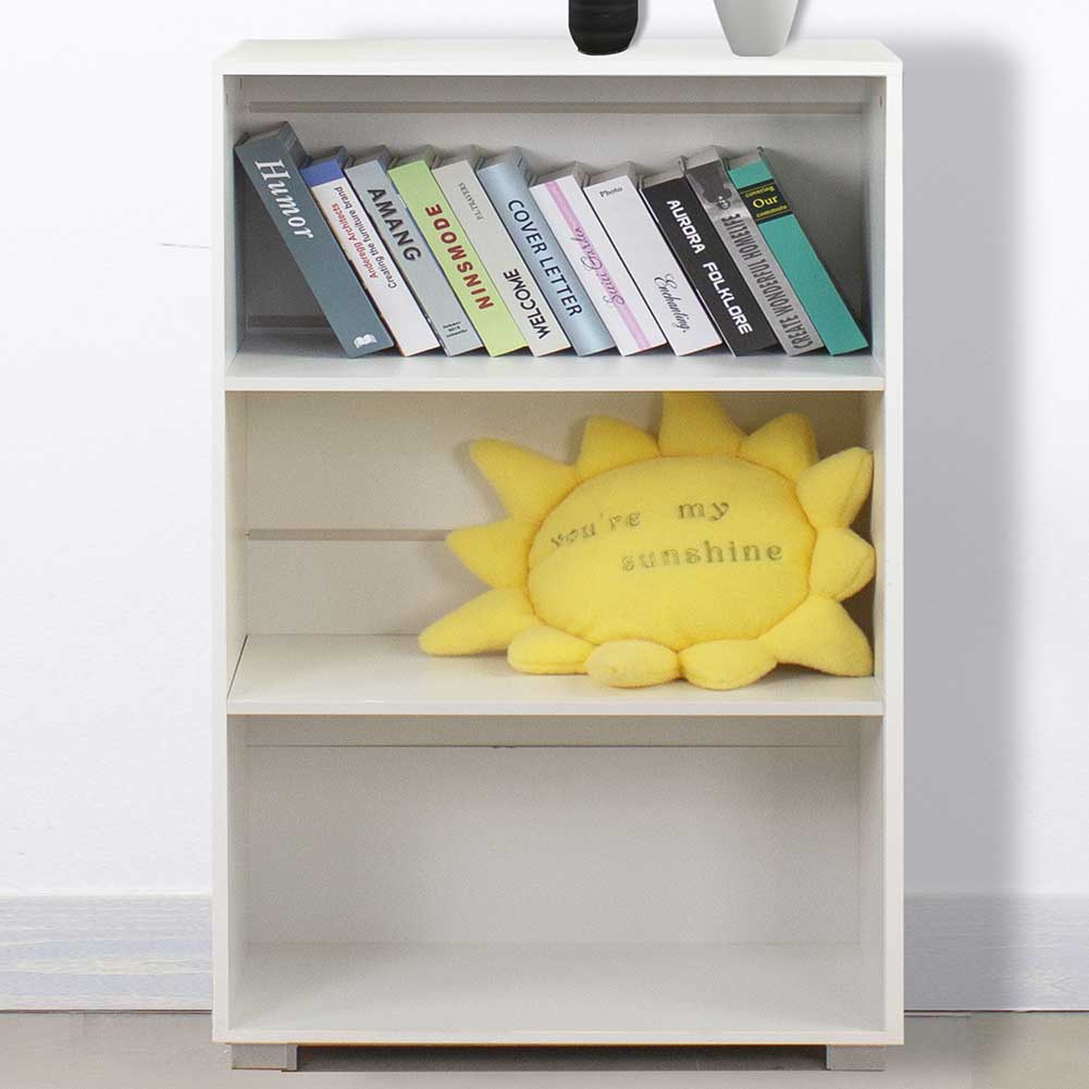Mobile Mobiletto Libreria a Scaffali 3 Ripiani In Legno Bianco 60x31x115 cm