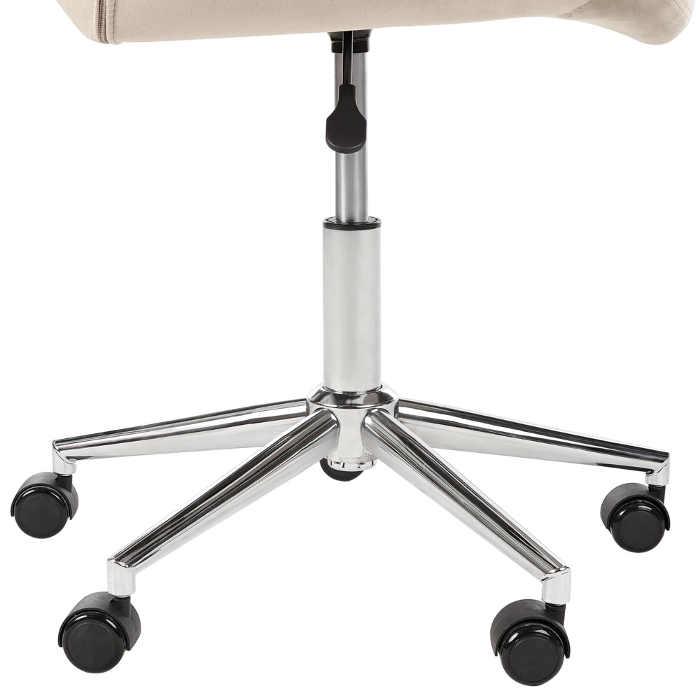 Sedia da ufficio in velluto beige girevole regolabile in altezza stile moderno home office