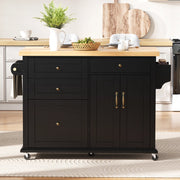 Isola da cucina 107x45-70x90.5 cm con piano estraibile in MDF nero e naturale