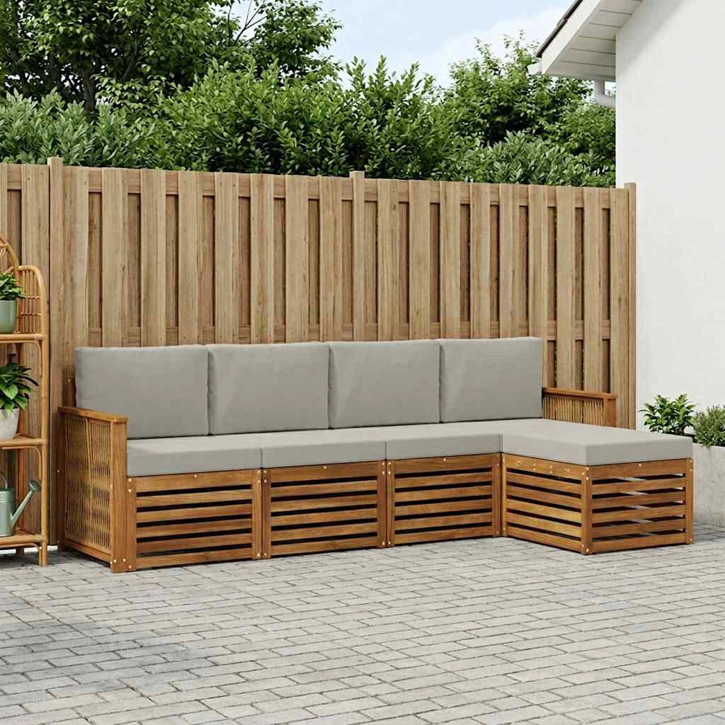 Set di divani da esterno 5 pz Naturale e Grigio Chiaro 3384237