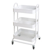 Carrello di servizio in acciaio con ruote a 3 cestelli 78,5 x 46 x 35 cm bianco 03_0006799