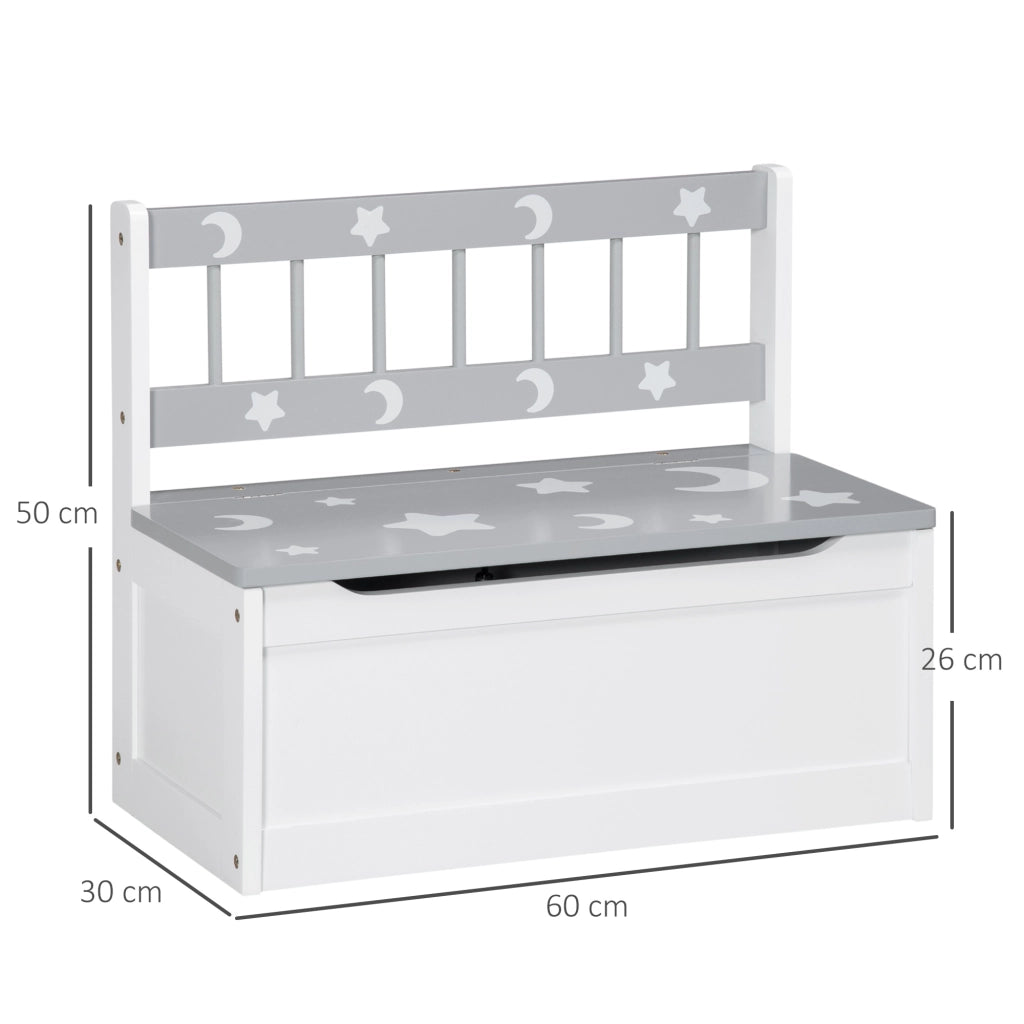 Banco con cassetti per bambini ¨C zephmum ¨C grigio e bianco 60x30x50 cm