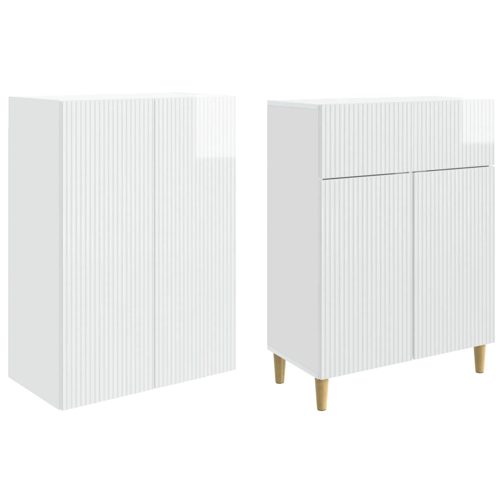 Set di armadi 2 pcs Bianco Lucido 66 x 34,5 x 90 cm