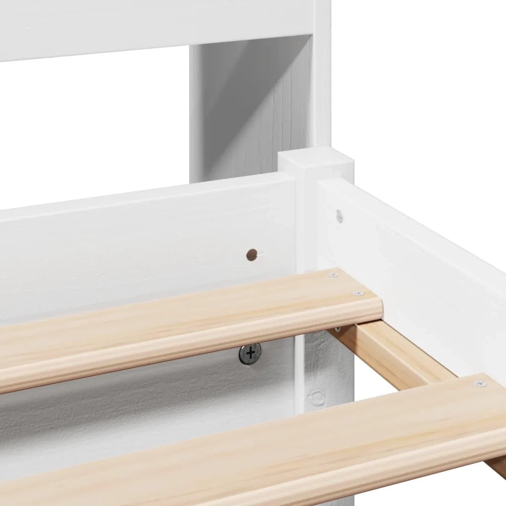 Letto Libreria senza Materasso-Struttura Letto con contenitore Bianco 150x200 cm Legno di Pino 508056