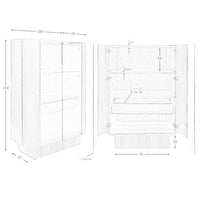 Credenza alta in vetro temperato, noce con illuminazione interna