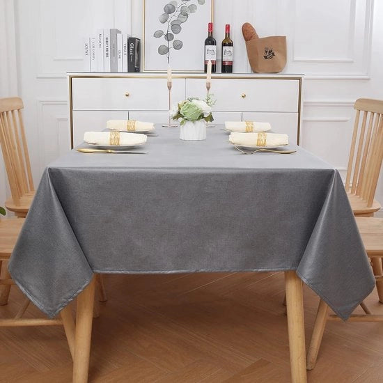 Telaio per tavolo con finitura in lino, lavabile, effetto loto, rettangolare, 140 x 220 cm, copri tavolo, impermeabile all'acqua, tessuto per tavolo, protezione contro macchie, colore grigio scuro