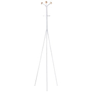 Appendiabiti in acciaio bianco, 176 cm, appendiabiti da terra con dettagli in legno e 6 ganci, moderno per ingresso