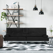 Divano Letto con Portabicchieri-Sofa Letto-Daybed in Similpelle Nero