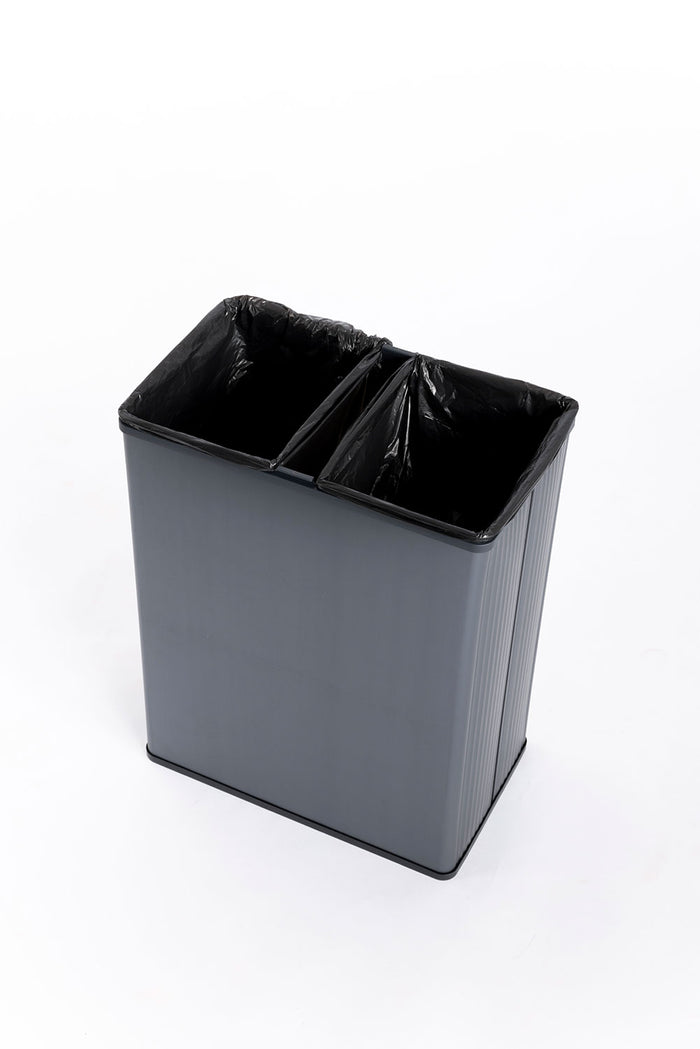 Pattumiera Alta 54L Interno Esterno Keter Verto Recycle 43,5x26,5x68,7 cm con Bordo Copri Sacco in Plastica Blu Perla