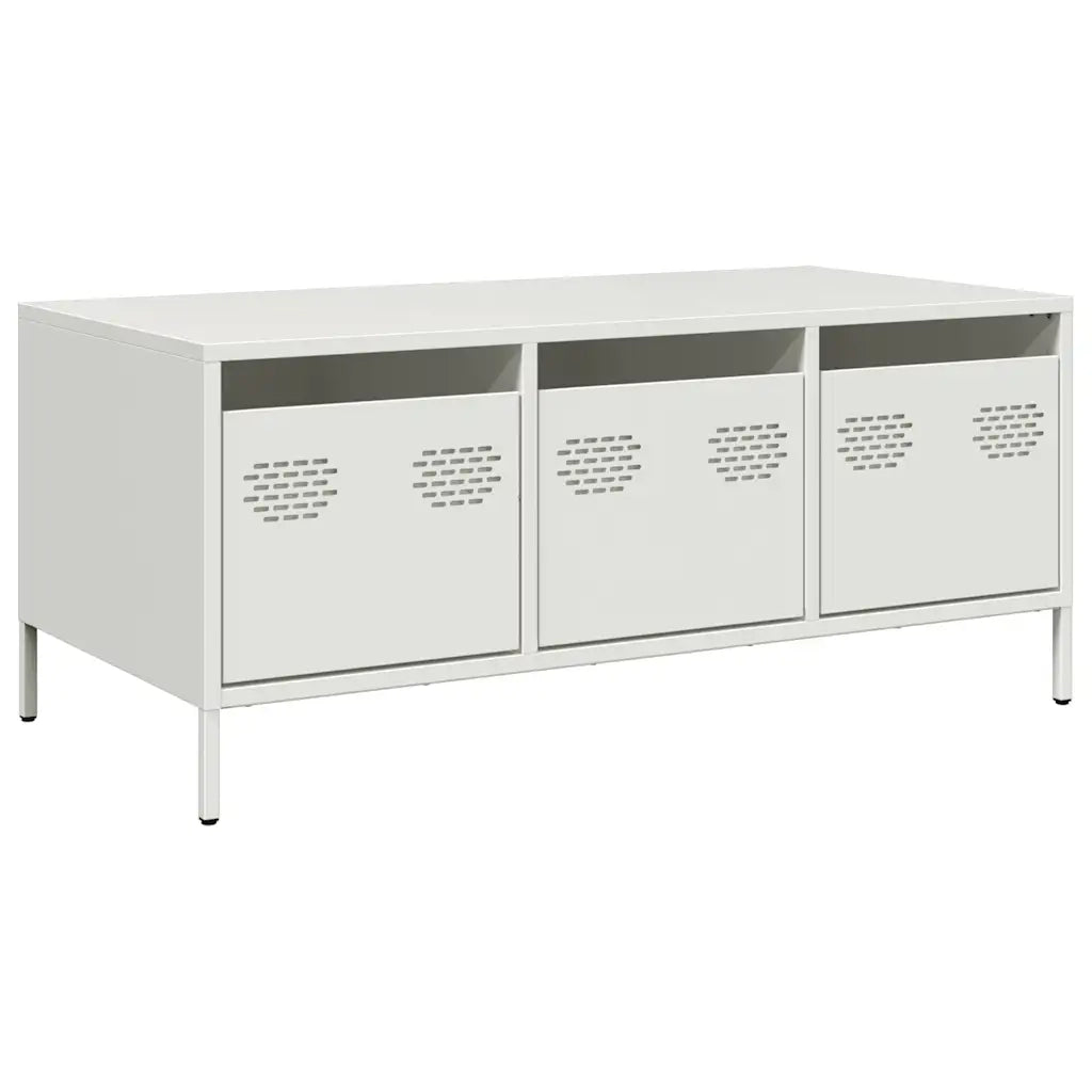 Tavolino da salotto | Tavolino da caff¨¨ | Tavolino da Soggiorno Bianco 101,5x50x43,5 cm in Acciaio Laminato a Freddo