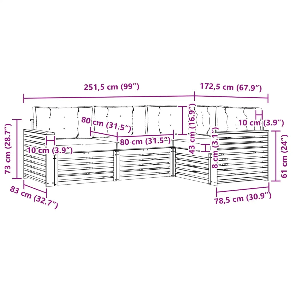 Set di divani da esterno 4 pcs Grigio Naturale e Chiaro 3373386