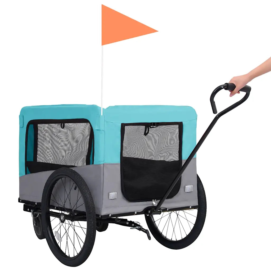 Rimorchio Bici per Animali Carrello Jogging 2in1 Blu e Grigio 92441