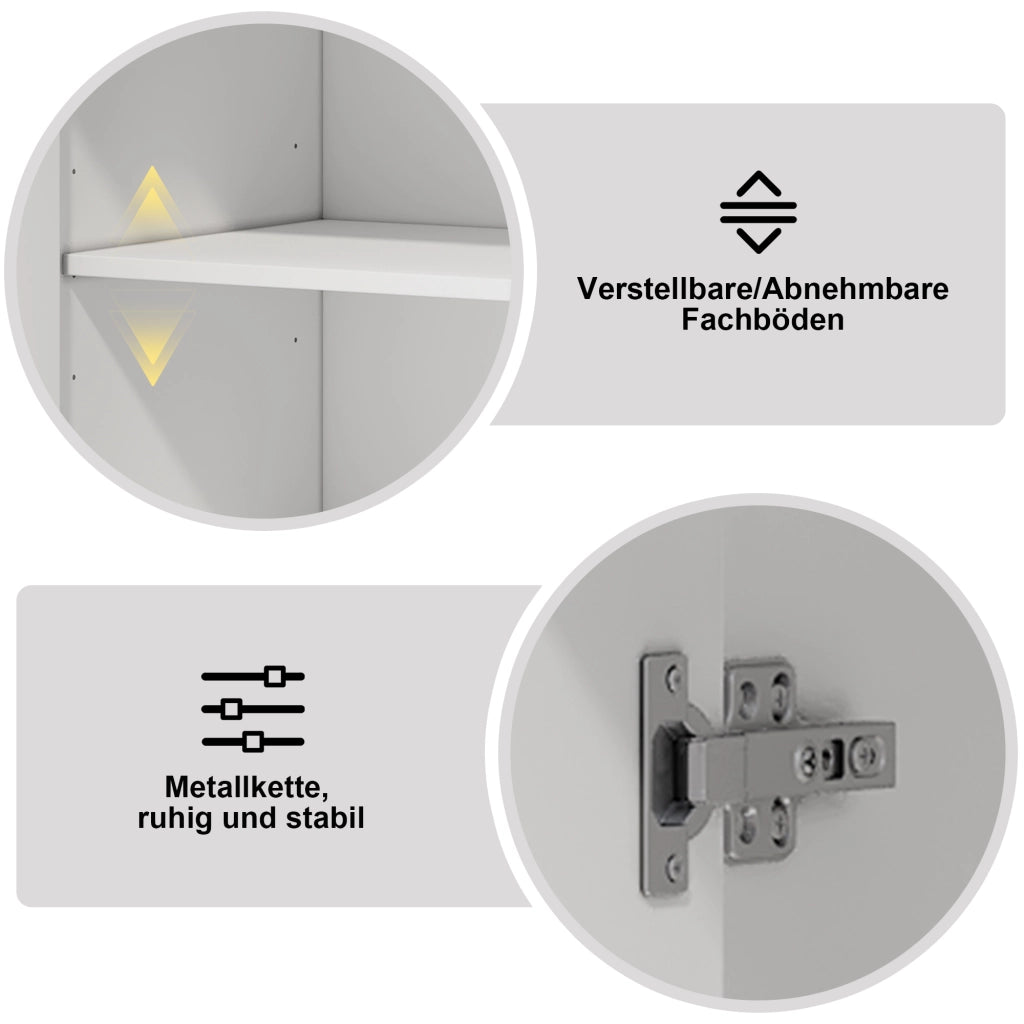Scarpiera con 3 ante; 1 cassetto e ripiani regolabili - per ingresso - in MDF - 90×35×110 cm - bianco e naturale