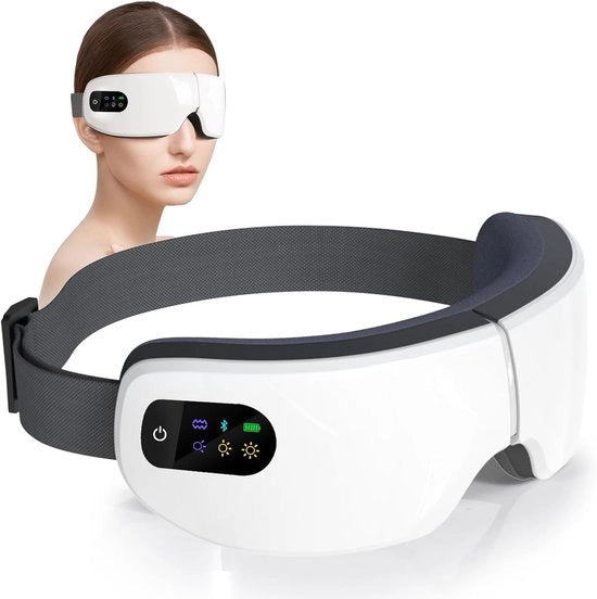 Oogmassaggiatore con calore, oogmaschera con 7 modalità di massaggio, calore, vibrazioni e musica Bluetooth, regalo per la cura degli occhi, per la rilassamento, riduzione dello stress, da Belle.