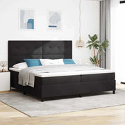 Letto a Sorgente LED con materasso Nero 200 x 200 cm Tessuto