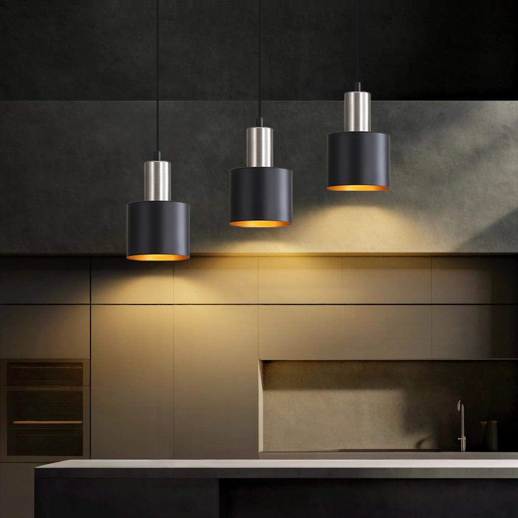 Lampada a Sospensione ZMH vintage 3 luci nero altezza regolabile E27 per isola cucina e sala da pranzo senza lampadina