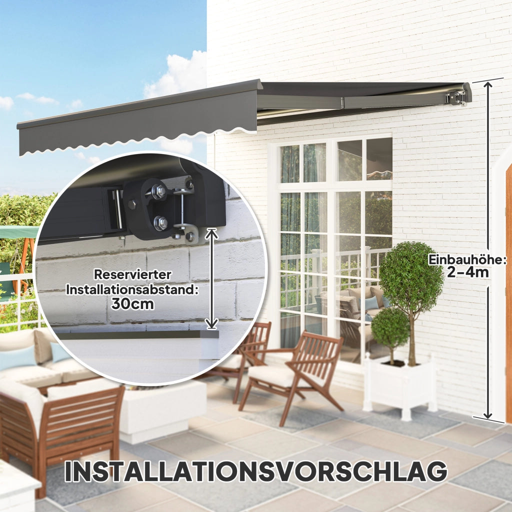 Tenda da sole a braccio articolato con manovella ¨C zephmum ¨C Grigio 400 cm