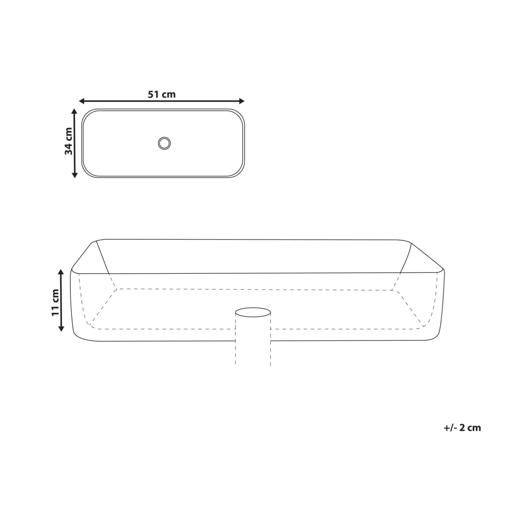 Lavabo da appoggio in ceramica con finitura nera opaca 510 x 340 mm Lavello da bagno rettangolare