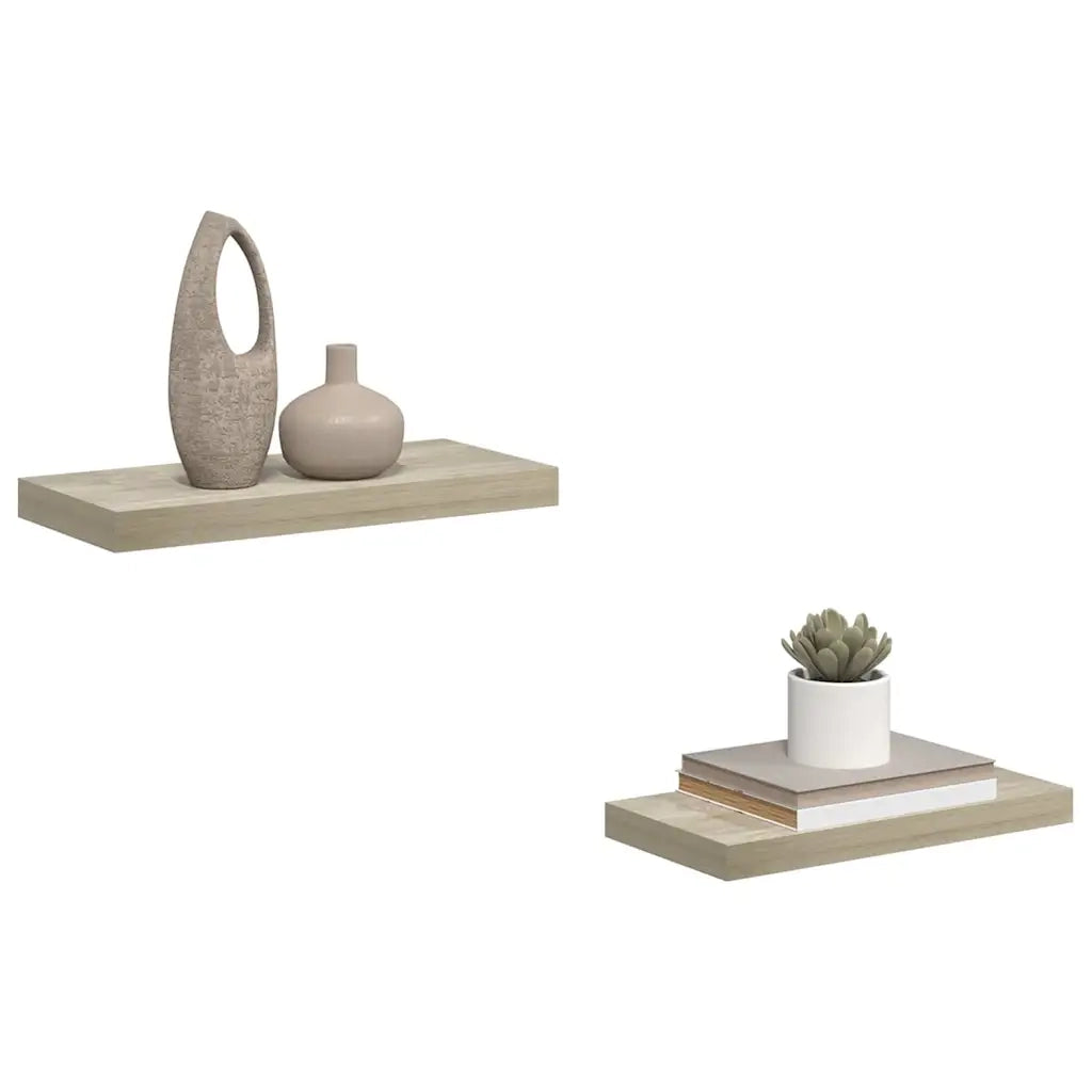 Scaffali a Parete 2 pz Rovere 50x23x3,8 cm in MDF 323872