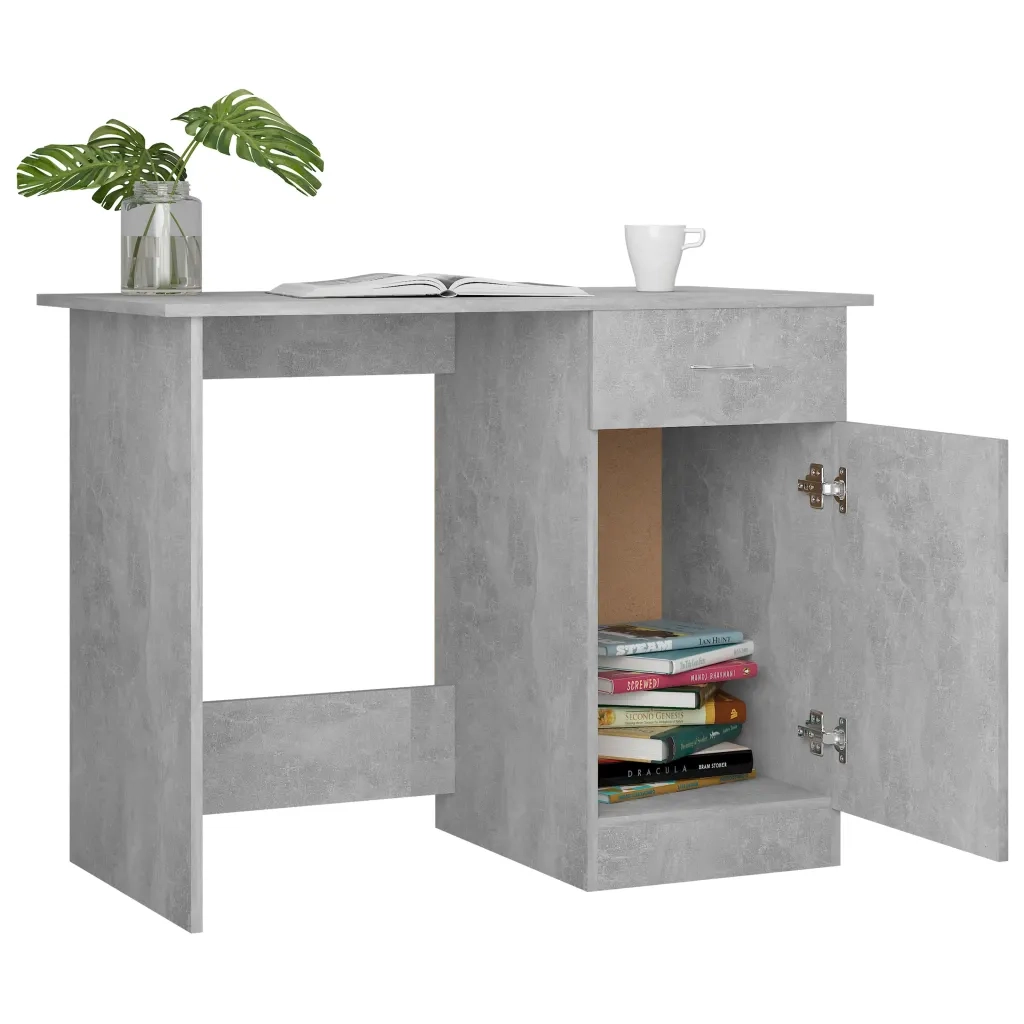 Scrivania-Scrivanie per ufficio e studio-Scrittoio Grigio Cemento 100x50x76 cm in Legno Multistrato 673502