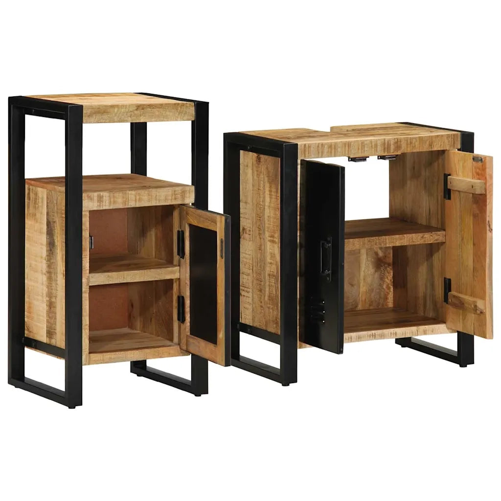 vidaXL Set di mobili per il bagno 2 pcs Legno di mango solido e grezzo