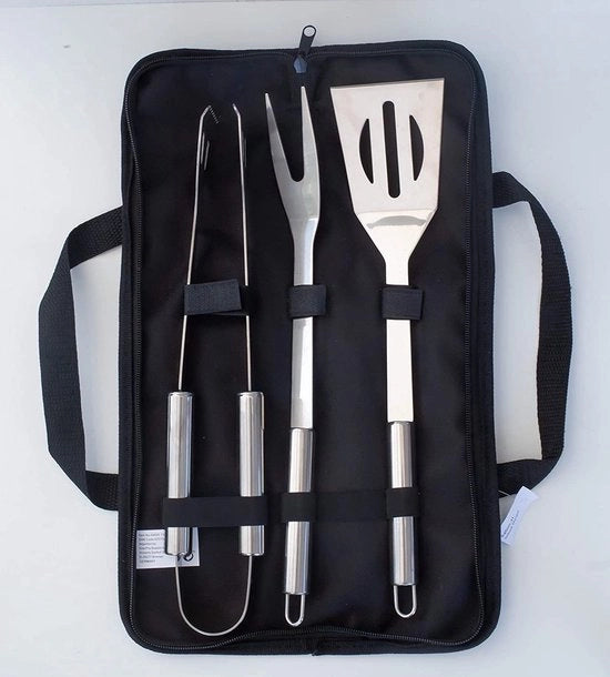 Accessori per barbecue in acciaio inossidabile con custodia 600D polyester - spatola per griglia, forchetta per carne e design elegante - accessori per griglia per regali per uomini