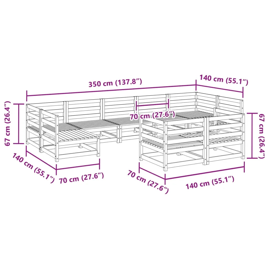 Set Divani da Giardino 9 pz in Legno Massello di Pino 3299625
